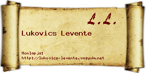 Lukovics Levente névjegykártya